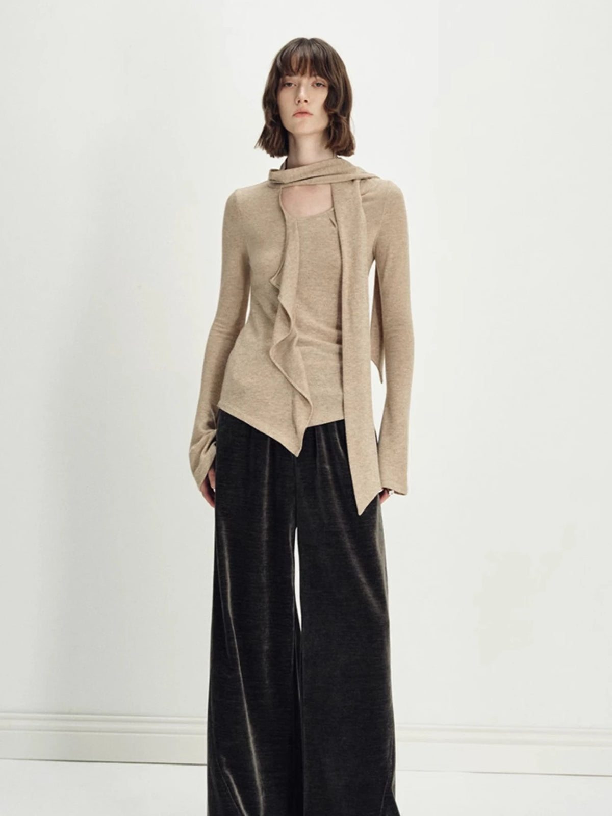 VILZSTUDIOS Ruffled Knit Long Sleeve Top