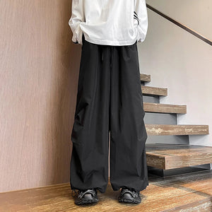 VILZSTUDIOS Solid Color Wide Leg Parachute Pants