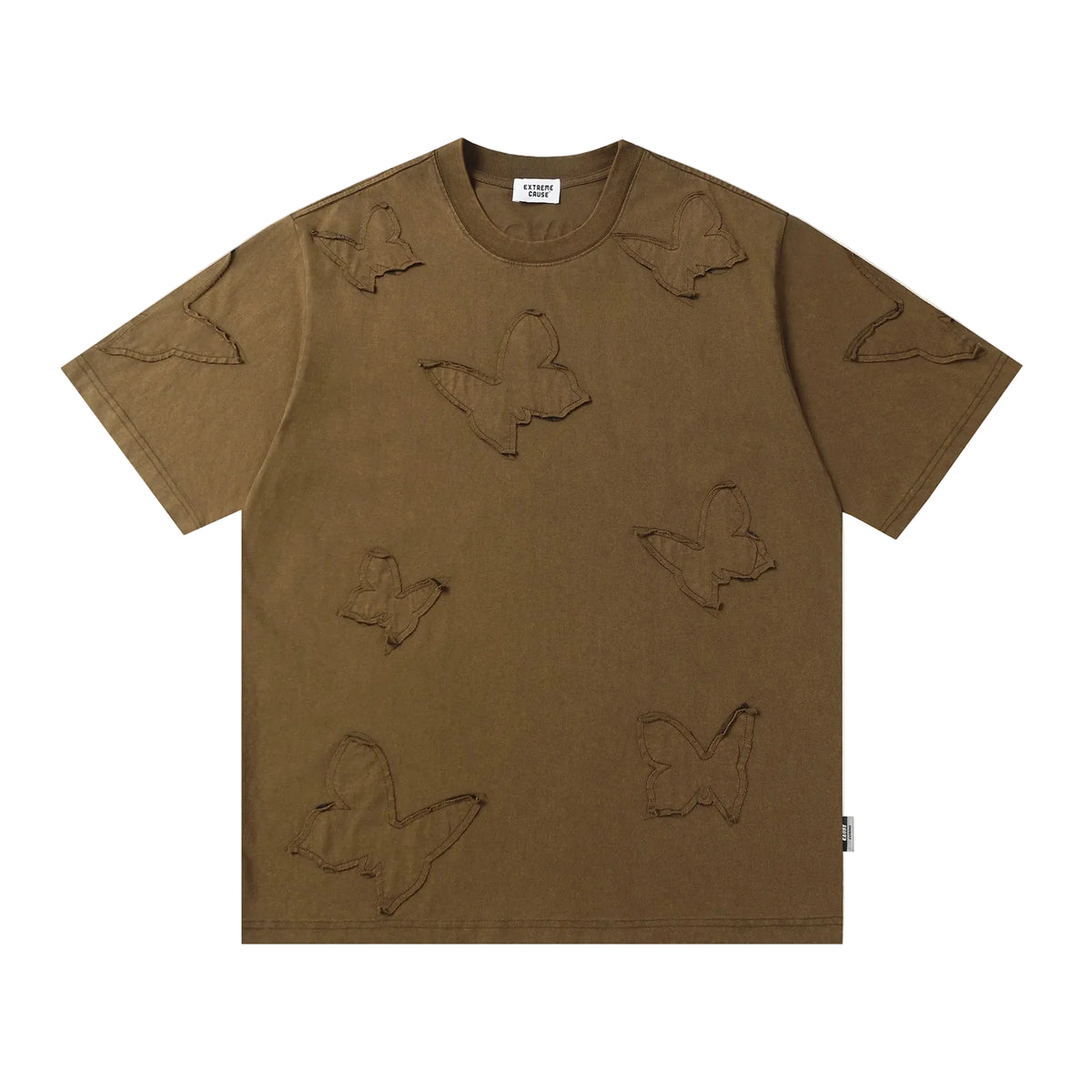 VILZSTUDIOS Vintage Washed Butterfly Applique T-Shirt