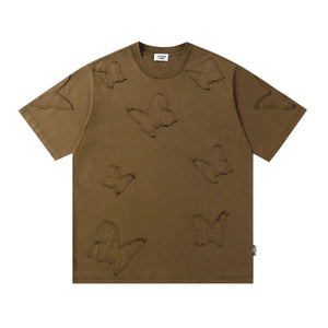 VILZSTUDIOS Vintage Washed Butterfly Applique T-Shirt