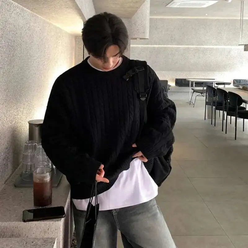 VILZSTUDIOS Korean Style Round Collar Sweaters