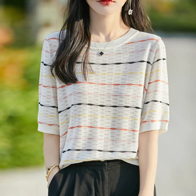 VILZSTUDIOS Striped Casual T-Shirt