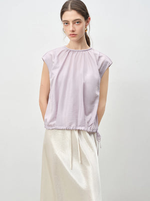 VILZSTUDIOS Luxury French Inspired Sleeveless Satin Blouse