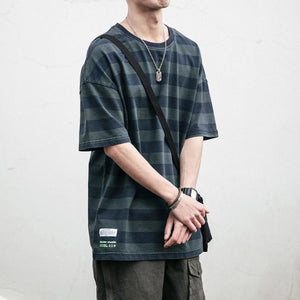 VILZSTUDIOS Striped Trendy Japanese Casual Short T-Shirt