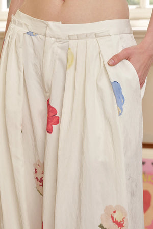 VILZSTUDIOS Hand Drawn Flower Pleated Wide Pants