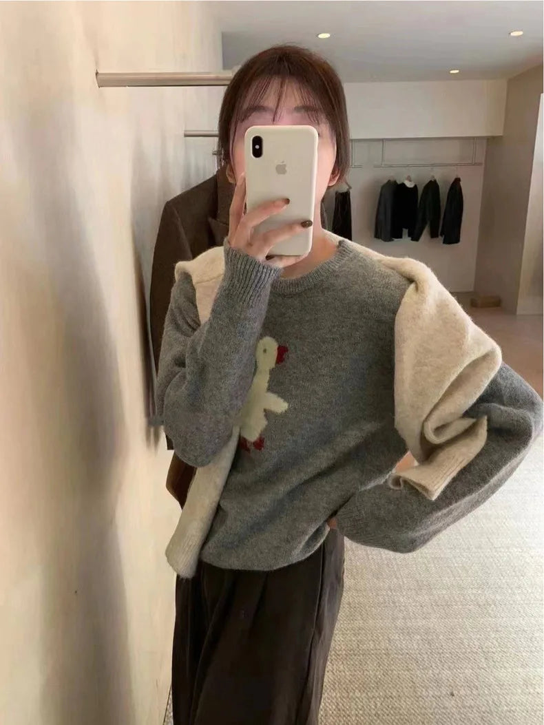 VILZSTUDIOS Casual Embroidered Wool Sweater