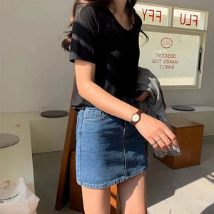 VILZSTUDIOS Retro Slim Mini Denim Skirt