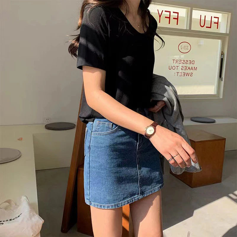 VILZSTUDIOS Retro Slim Mini Denim Skirt