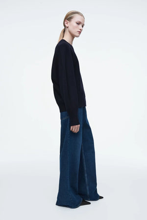 VILZSTUDIOS Navy Casual Round Neck Sweater