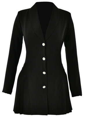 VILZSTUDIOS Elegant Deep V-Neck Pleated Blazer Dress