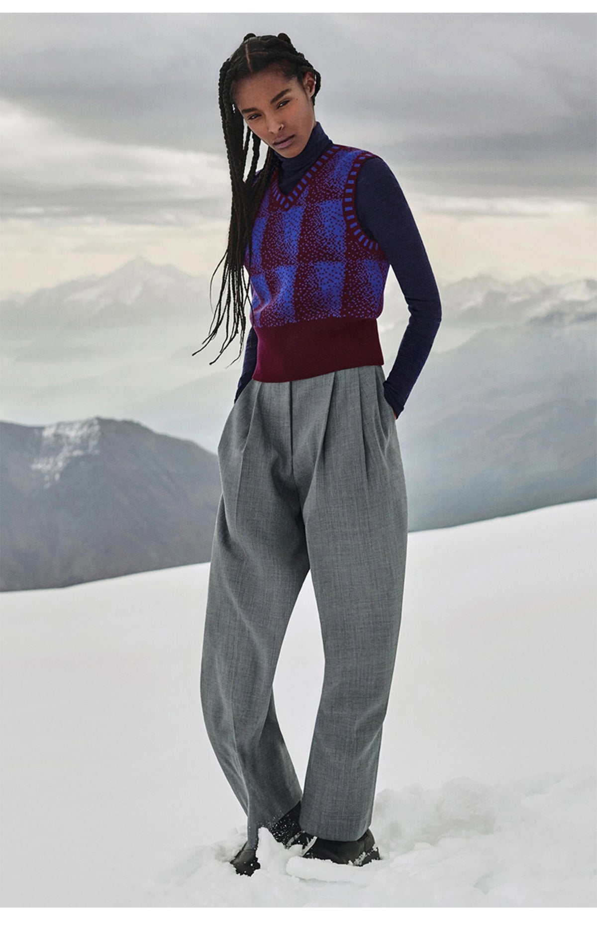 VILZSTUDIOS Jacquard Textured Wool Vest