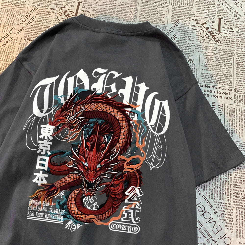 VILZSTUDIOS Vintage Dragon Cotton T-Shirt