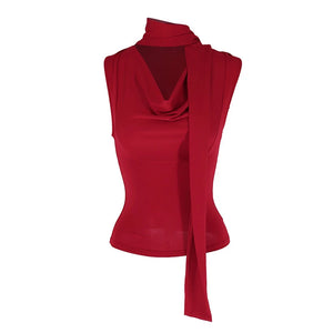 VILZSTUDIOS Elegant V-Neck Bandage Cropped Sleeveless Top