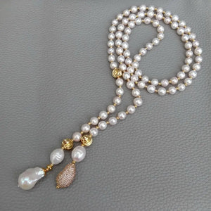 VILZSTUDIOS White Pearl Long Necklace