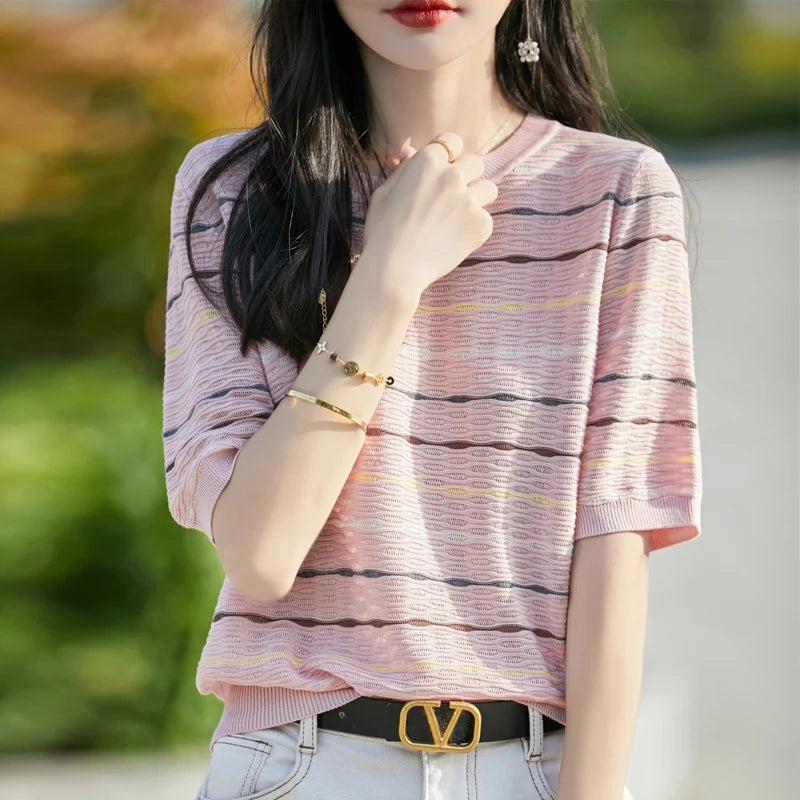 VILZSTUDIOS Striped Casual T-Shirt