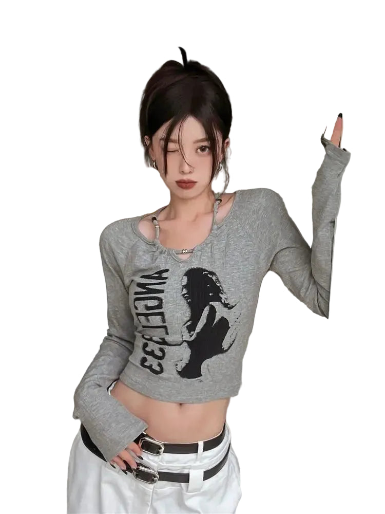 VILZSTUDIOS Vintage American Retro Printed Slim Top