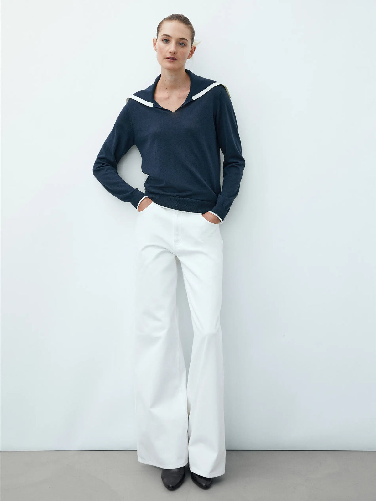 VILZSTUDIOS Stylish Sailor Collar Knit Sweater