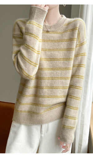 VILZSTUDIOS Cozy Striped Woolen Knit Sweater