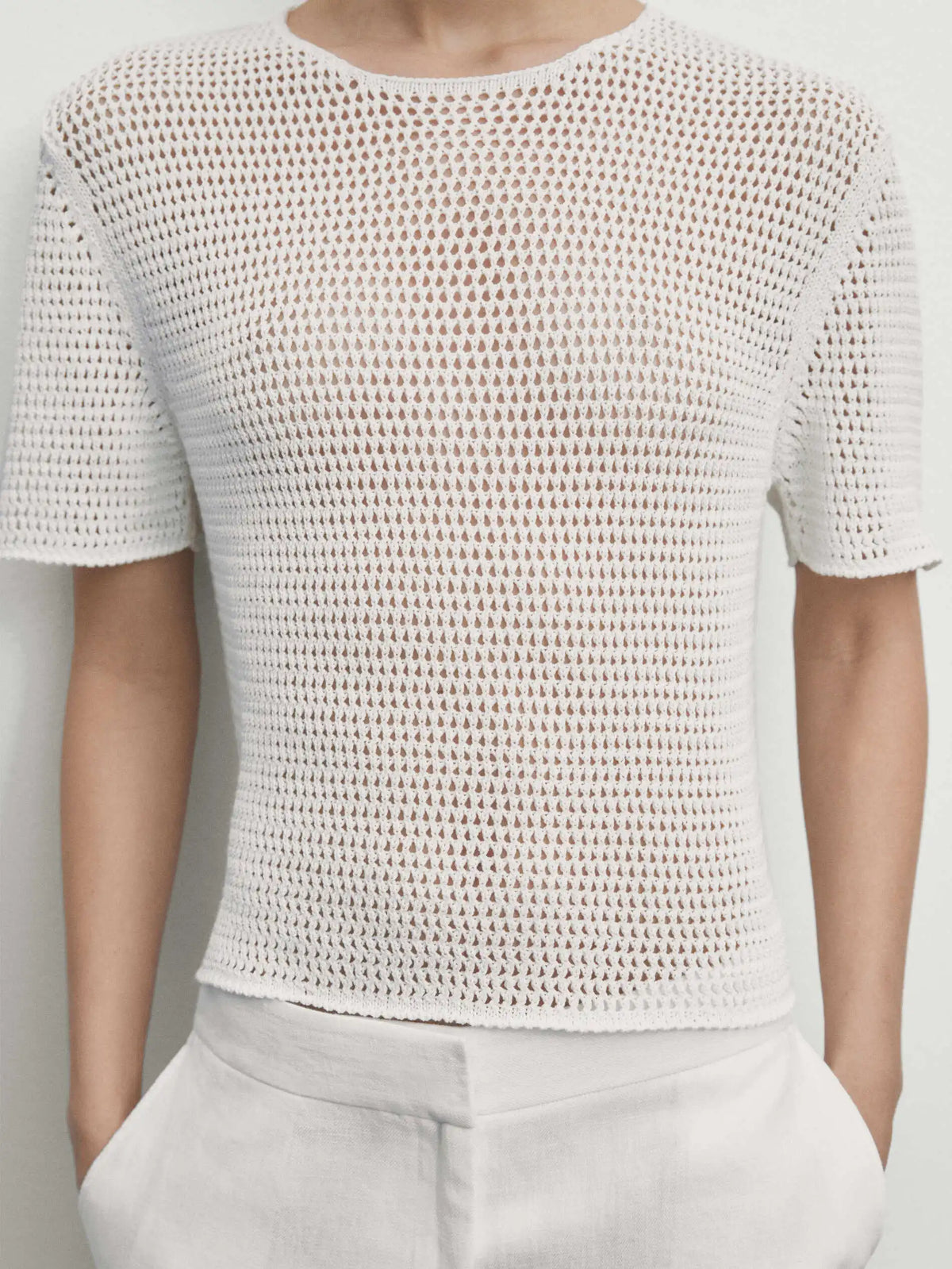 VILZSTUDIOS Hollow Knitted Short Sleeved T-Shirt