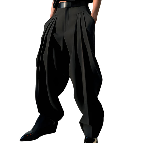 Solid Color Loose Irregular Pants