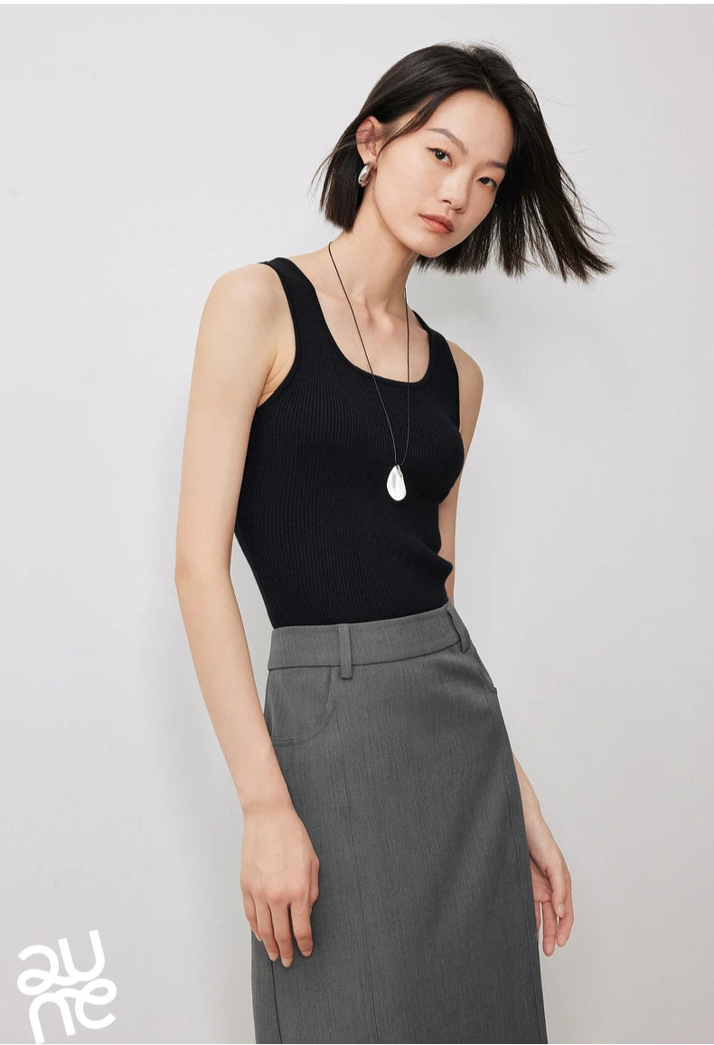 VILZSTUDIOS Vintage Knitted U-Neck Tank