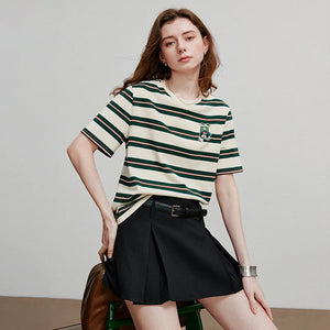 VILZSTUDIOS Striped Summer Cotton Women T-Shirt