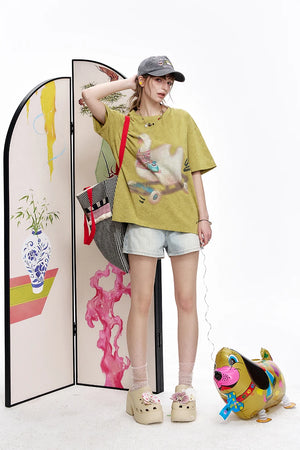 VILZSTUDIOS Printed Skating Duck Loose T-Shirt