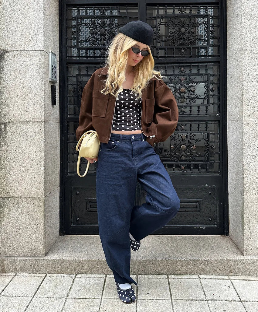 VILZSTUDIOS Chic Solid Suede Jacket