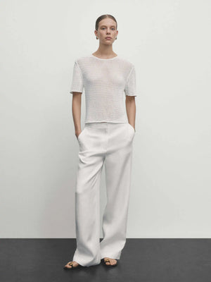 VILZSTUDIOS Hollow Knitted Short Sleeved T-Shirt