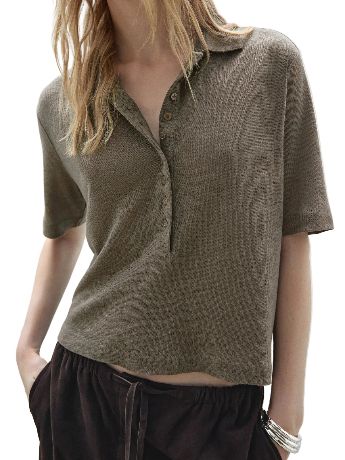 VILZSTUDIOS Knitted Polo Cropped T-Shirt
