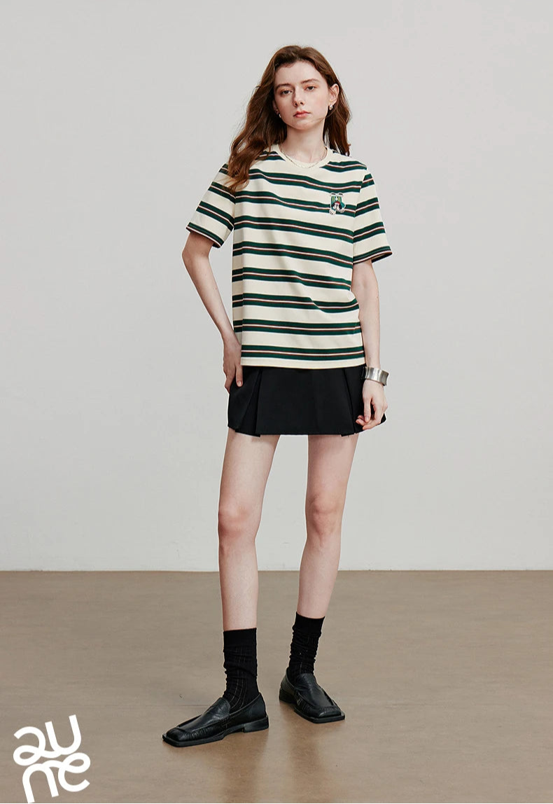 VILZSTUDIOS Striped Summer Cotton Women T-Shirt