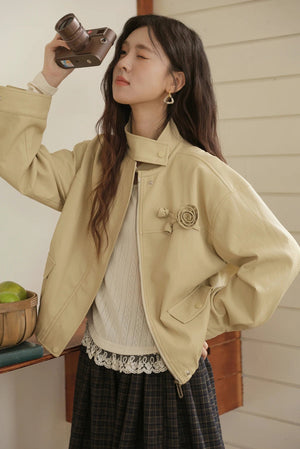 VILZSTUDIOS Hollow Knitted Lace Hem Long Sleeve Top