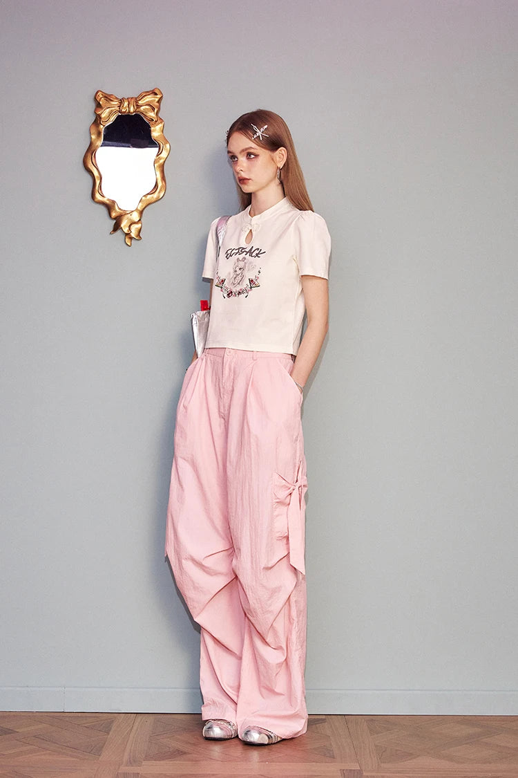 VILZSTUDIOS Sweet Cool Pink Casual Parachute Pants