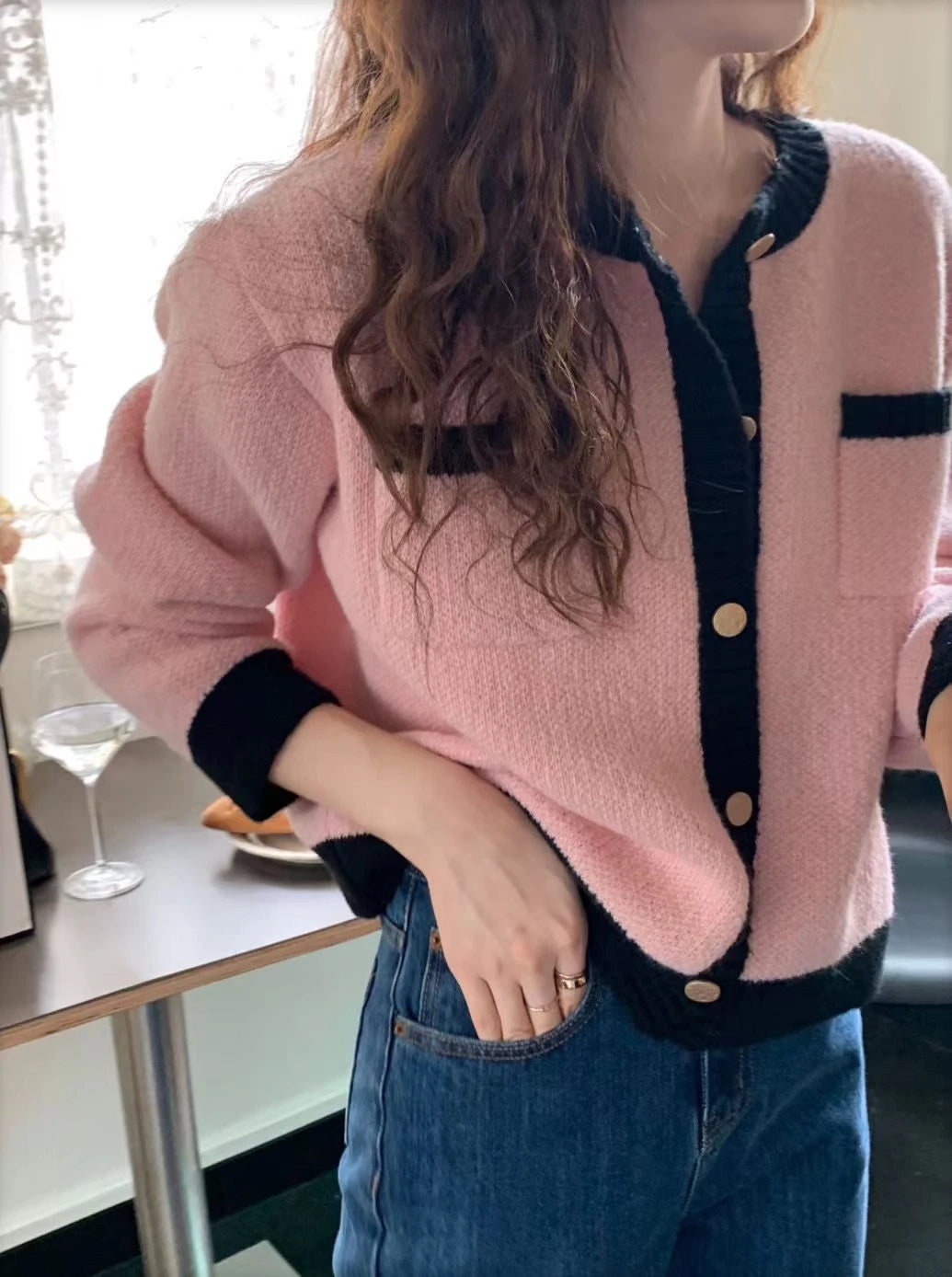 VILZSTUDIOS Chic Knit Contrast Cardigan