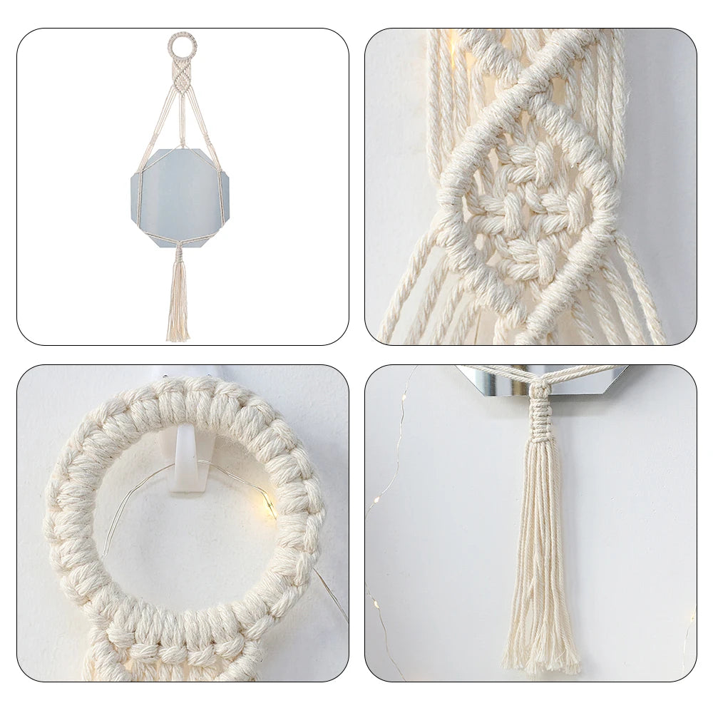VILZSTUDIOS Macrame Mirror Wall Decoration Boho Home Decor Mirrors for Bedroom Wall Mirrors for Living Room Baby Room Decoration Nursery