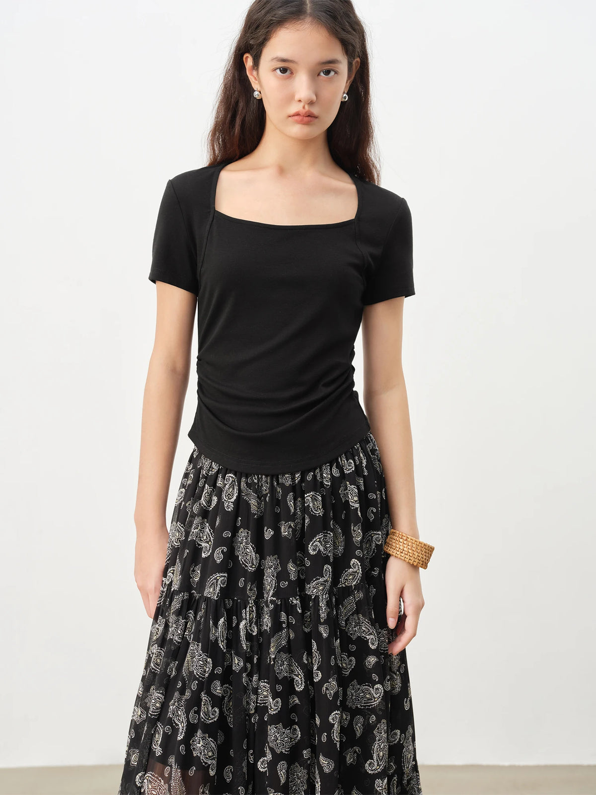 VILZSTUDIOS Slim Fit Square Neck T-Shirt