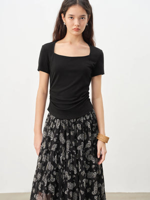 VILZSTUDIOS Slim Fit Square Neck T-Shirt