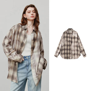 VILZSTUDIOS Vintage Plaid Loose Shirt