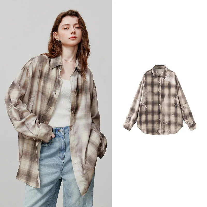 VILZSTUDIOS Vintage Plaid Loose Shirt