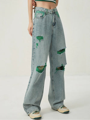 VILZSTUDIOS High Waist Wide Leg Ripped Jeans