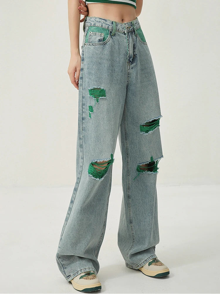 VILZSTUDIOS High Waist Wide Leg Ripped Jeans
