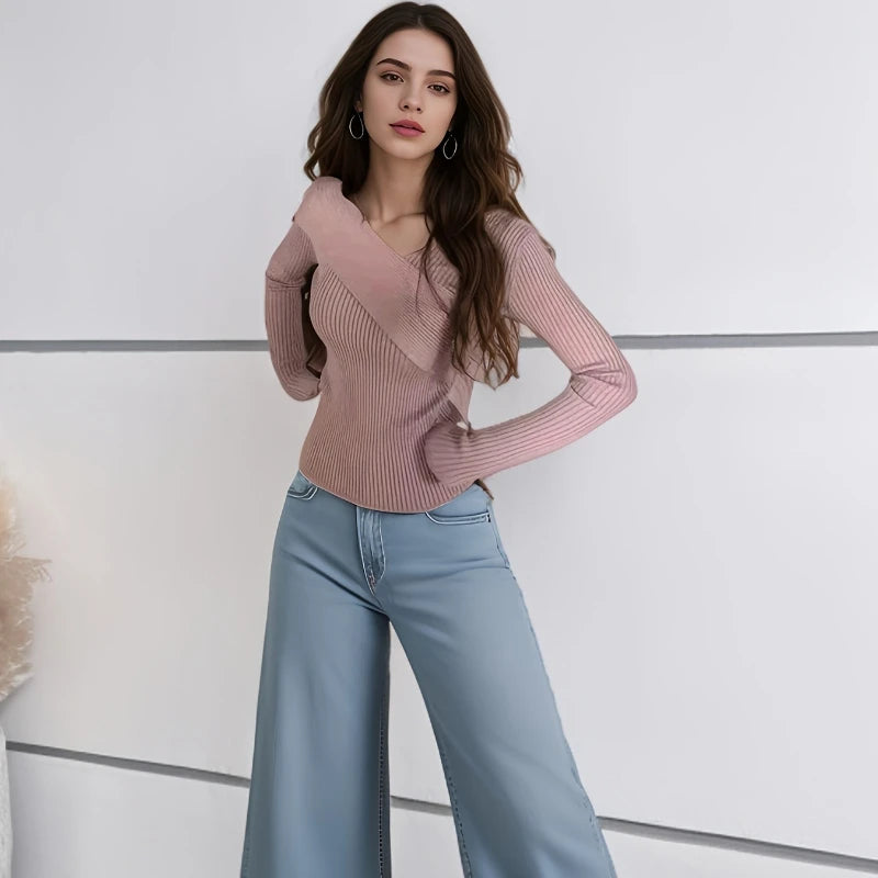 VILZSTUDIOS Elegant Slim Fit V-Neck Sweater