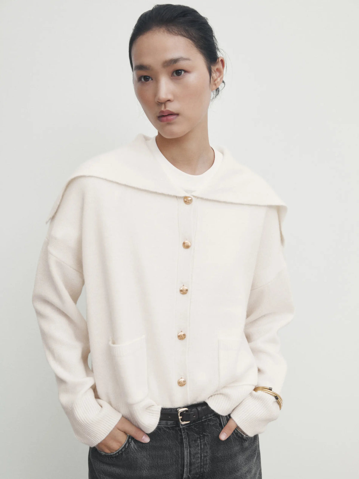 VILZSTUDIOS Wool Blend Cape Collar Cardigan