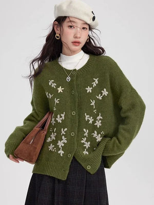 VILZSTUDIOS Vintage Flower Embroidery Cardigan