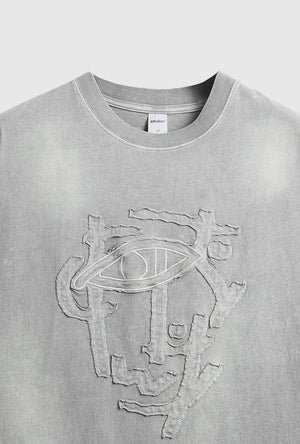 VILZSTUDIOS Acid Washed Patch Embroidery Oversize T-Shirt