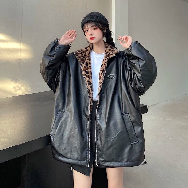 VILZSTUDIOS Leopard Print Oversized Jacket