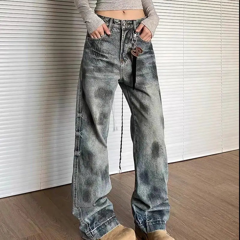 VILZSTUDIOS Vintage American Retro Loose Flared Jeans