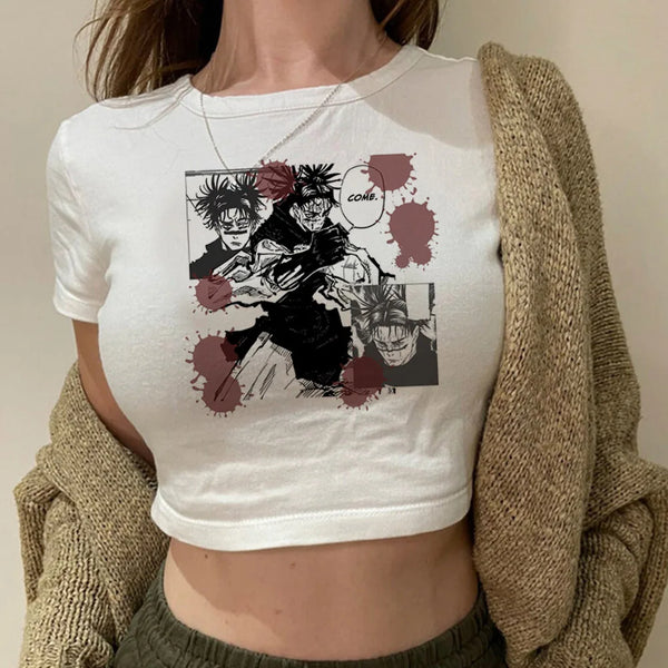 Cyber Gothic Vintage 90er Kawai Crop Top