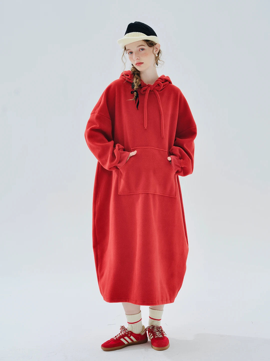 VILZSTUDIOS Cozy Hooded Solid Color Fleece Hoodie