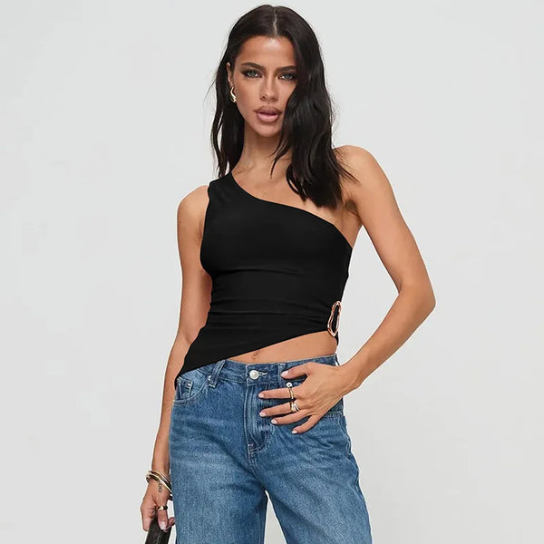 One Shoulder Asymmetrical Crop Top